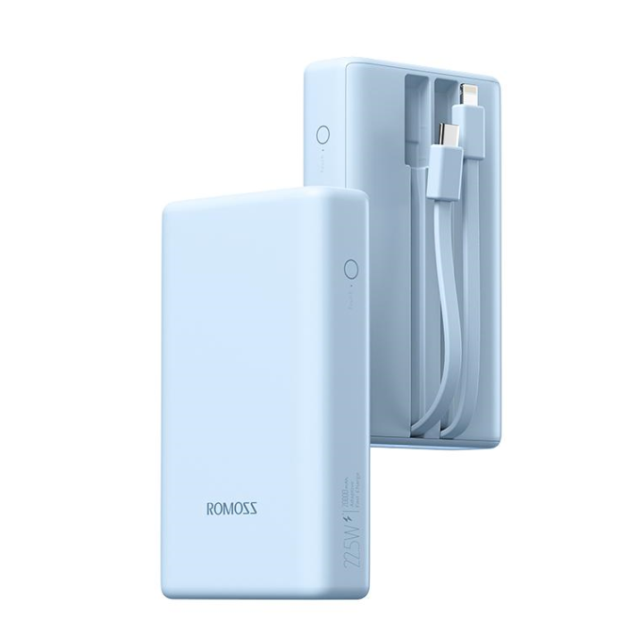 適用【充電寶】羅馬仕-充電寶快充自帶線超薄小巧便攜移動電源